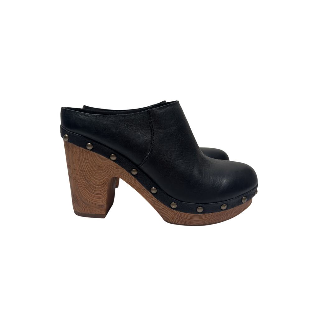 Kork-Ease Sudbury Mules Womens 6 Black Leather Studded Block Heel Clogs